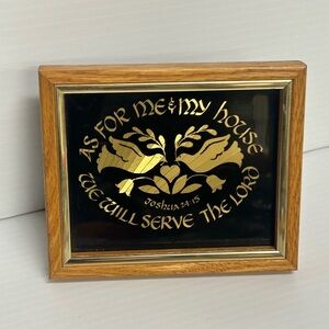 Vintage Framed Joshua 24:15: "as for me & my house, we will serve Lord" Gold